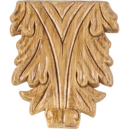 HARDWARE RESOURCES 3-5/8" Wx5/16"Dx4-1/4"H Pressed Rubberwood Acanthus Appliqué PAPL-13RW